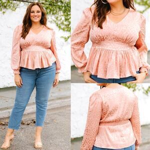 Plus Size Leopard Peplum Blouse